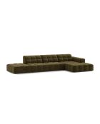 Divano angolare destro Chicago 5 posti in velluto verde - 348x167x78 cm