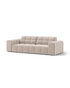 Canapé velours Chicago 3 places beige clair - 212x102x78 cm