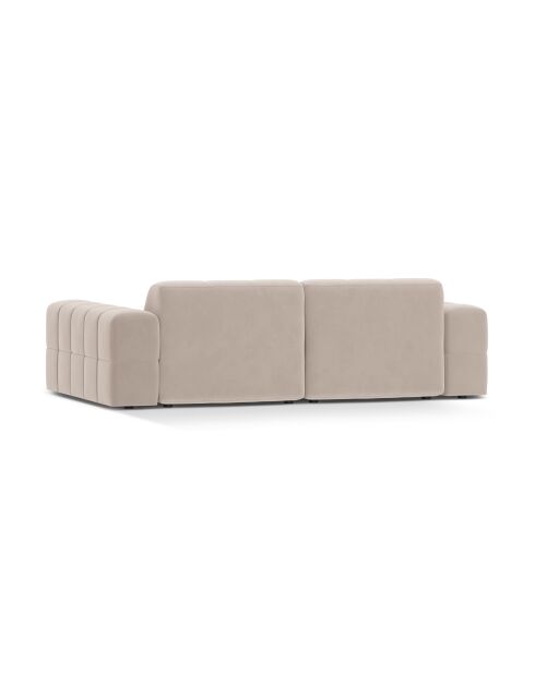 Canapé velours Chicago 3 places beige clair - 212x102x78 cm