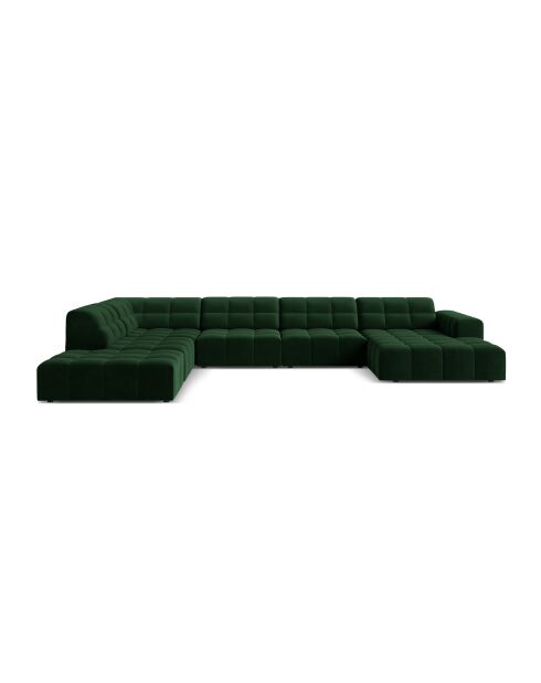 Panorama-Ecksofa (linke Seite) Chicago 7-Sitzer aus Samt, flaschengrün — 375 x 263 x 78 cm