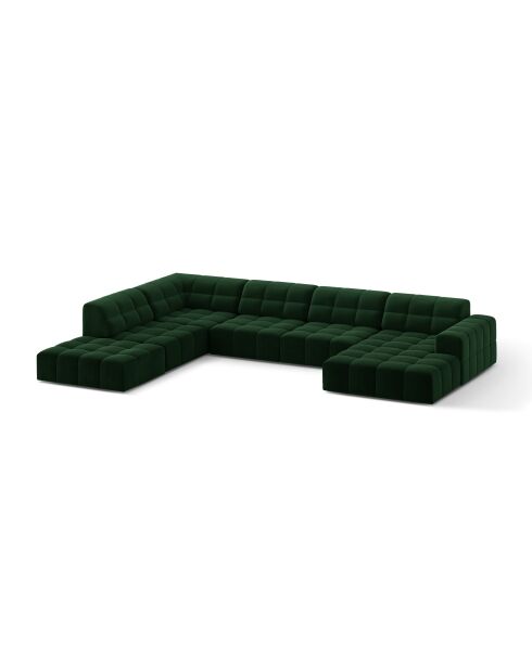 Panorama-Ecksofa (linke Seite) Chicago 7-Sitzer aus Samt, flaschengrün — 375 x 263 x 78 cm
