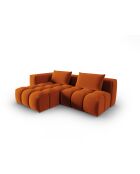 Verona Modulares Ecksofa aus Samt für 3 Personen, Terrakotta, für links, 205 x 145 x 70 cm