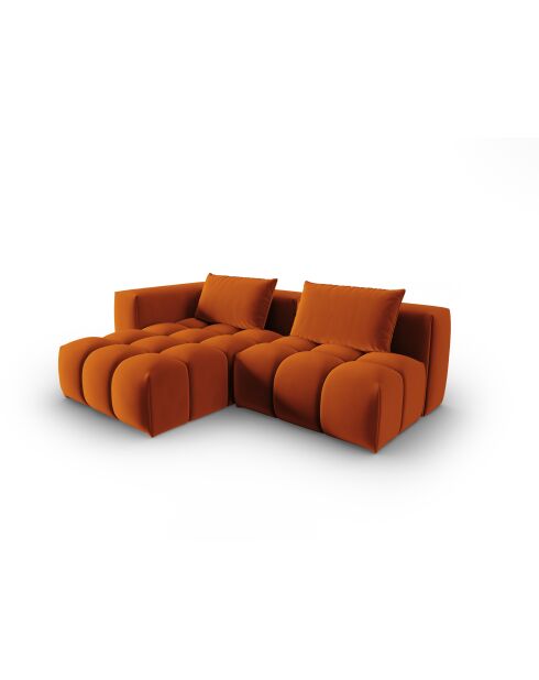 Verona 3-zits modulaire fluwelen hoekbank in terracotta - 205x145x70 cm