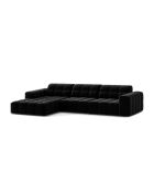Chicago 4-zits hoekbank van zwart fluweel links - 294x167x78 cm