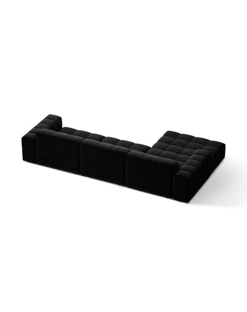 Chicago 4-zits hoekbank van zwart fluweel links - 294x167x78 cm