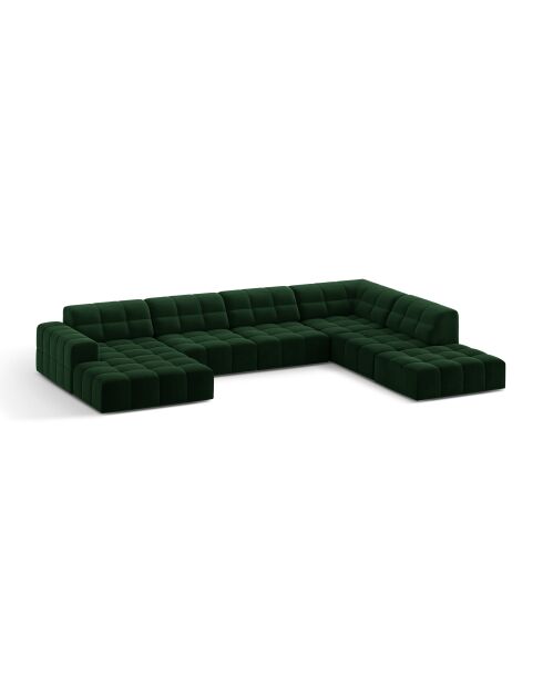 Panorama-Ecksofa (rechte Seite) Chicago 7-Sitzer aus Samt, flaschengrün — 375 x 263 x 78 cm
