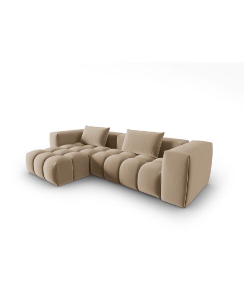 Verona 3-zits modulaire fluwelen linkerhoekbank the sand - 260x145x70 cm