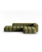 Verona 4-zits lichtgroene modulaire fluwelen hoekbank rechts - 265x145x70 cm
