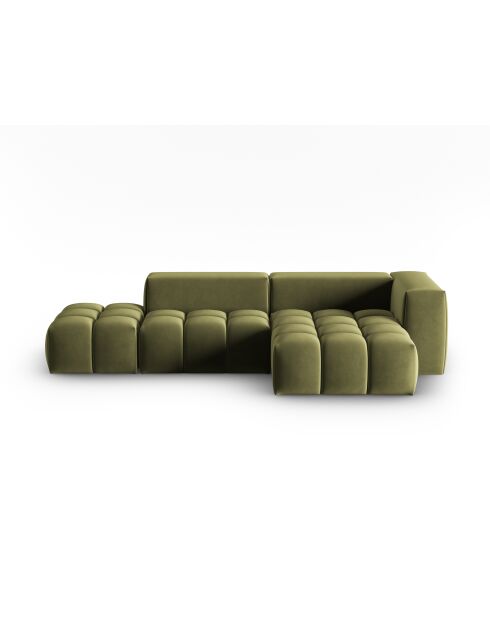 Verona 4-zits lichtgroene modulaire fluwelen hoekbank rechts - 265x145x70 cm