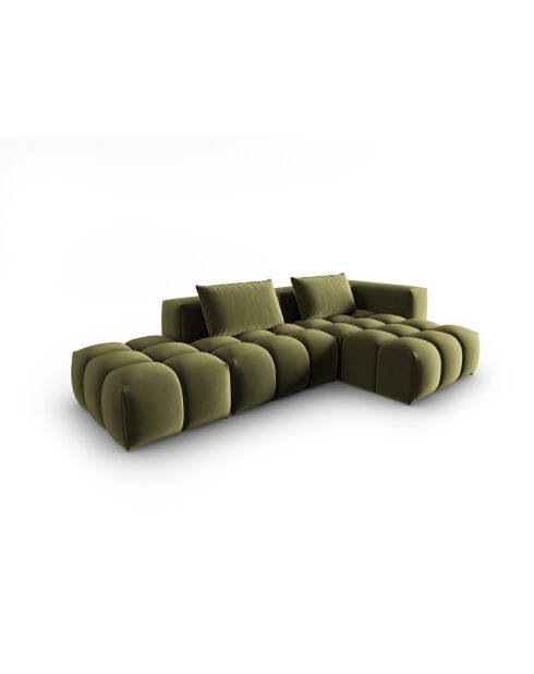 Verona 4-zits lichtgroene modulaire fluwelen hoekbank rechts - 265x145x70 cm