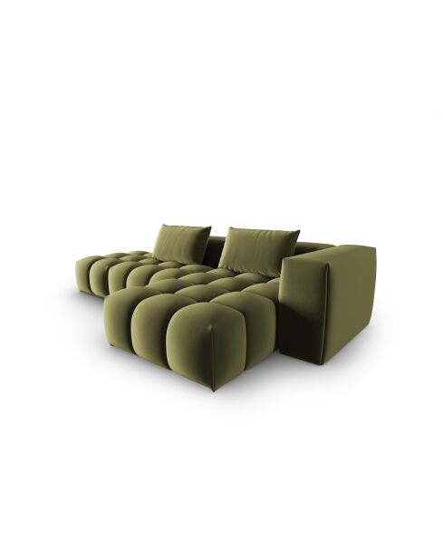 Verona 4-zits lichtgroene modulaire fluwelen hoekbank rechts - 265x145x70 cm