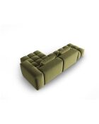 Verona 4-zits lichtgroene modulaire fluwelen hoekbank rechts - 265x145x70 cm