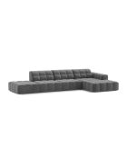 Chicago 5-Sitzer-Ecksofa aus Samt rechts hellgrau - 348x167x78 cm