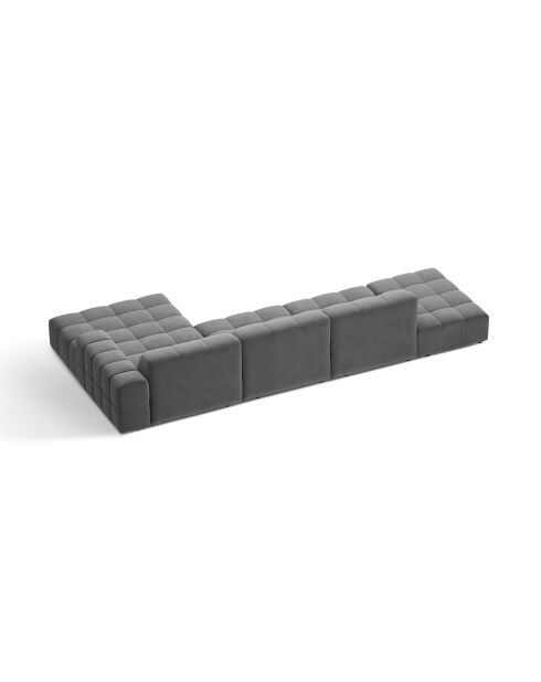 Chicago 5-Sitzer-Ecksofa aus Samt rechts hellgrau - 348x167x78 cm