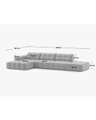 Chicago 5-Sitzer-Ecksofa aus Samt rechts hellgrau - 348x167x78 cm