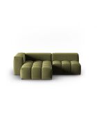 Verona 3-zits lichtgroene modulaire fluwelen hoekbank links - 205x145x70 cm
