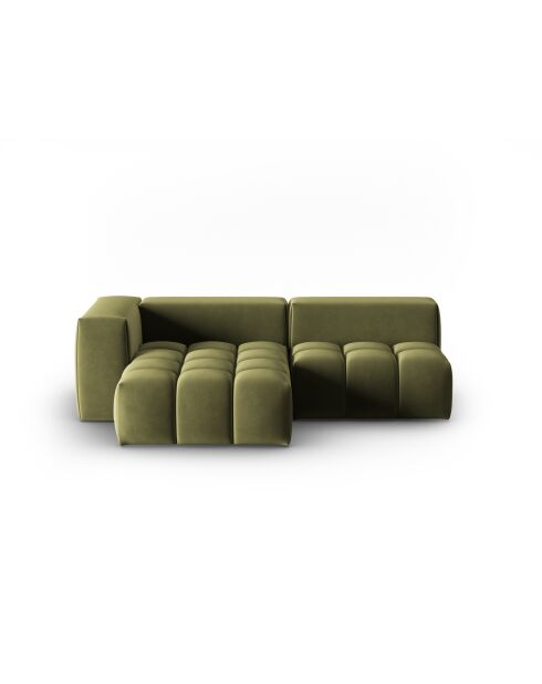 Verona 3-zits lichtgroene modulaire fluwelen hoekbank links - 205x145x70 cm