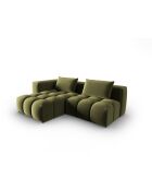 Verona 3-zits lichtgroene modulaire fluwelen hoekbank links - 205x145x70 cm