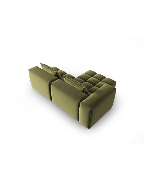 Verona 3-zits lichtgroene modulaire fluwelen hoekbank links - 205x145x70 cm