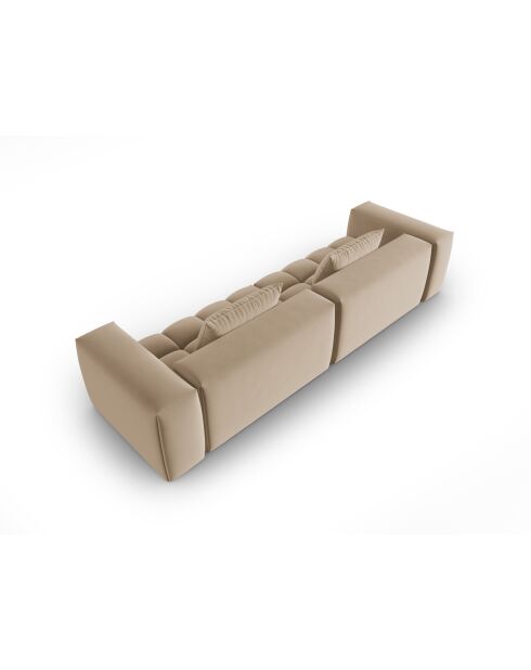 Modulares 5-Sitzer-Sofa Verona aus Samt im Sand - 290 x 85 x 70 cm