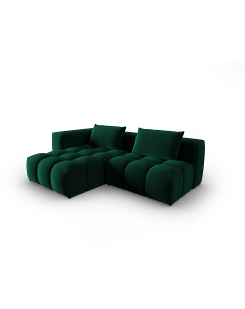Verona 3-zits modulaire fluwelen linkerhoekbank flesgroen - 205x145x70 cm