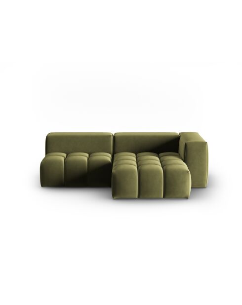 Hellgrünes modulares Ecksofa Verona aus Samt für 3 Personen, rechts, 205 x 145 x 70 cm