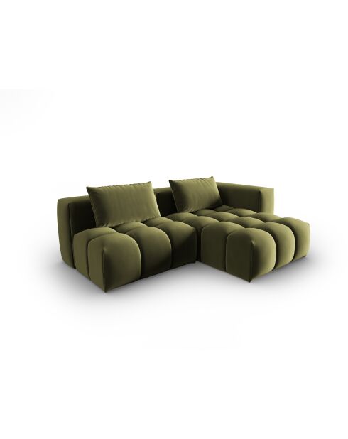 Hellgrünes modulares Ecksofa Verona aus Samt für 3 Personen, rechts, 205 x 145 x 70 cm