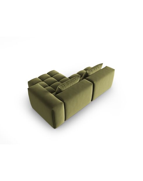 Hellgrünes modulares Ecksofa Verona aus Samt für 3 Personen, rechts, 205 x 145 x 70 cm