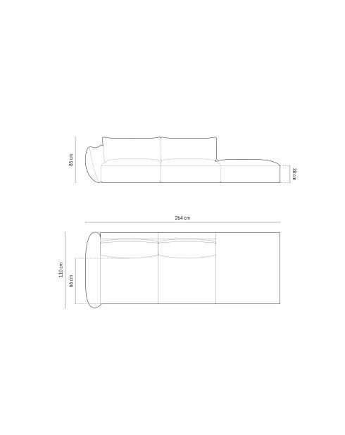 Matera gerades 4-Sitzer-Sofa aus Samt, königsblau, 264 x 110 x 85 cm