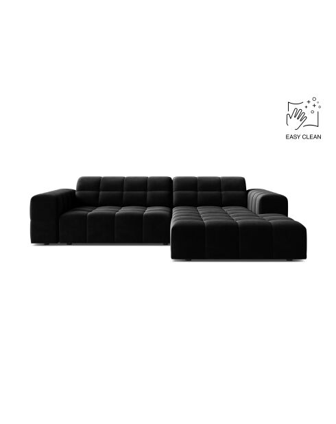 Chicago 3-Sitzer-Ecksofa aus schwarzem Samt, rechts, 234 x 167 x 78 cm