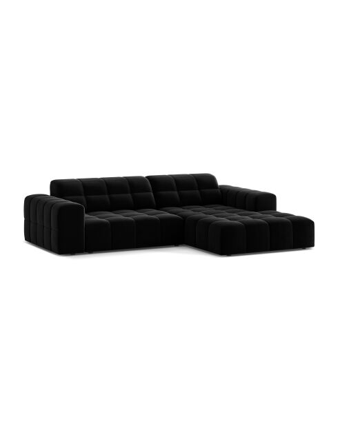 Chicago 3-Sitzer-Ecksofa aus schwarzem Samt, rechts, 234 x 167 x 78 cm