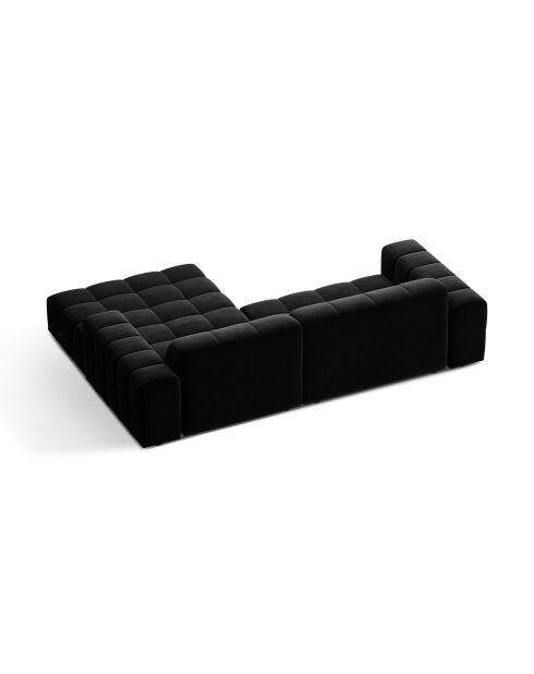 Chicago 3-Sitzer-Ecksofa aus schwarzem Samt, rechts, 234 x 167 x 78 cm