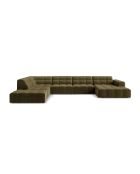 Panorama-Ecksofa (linke Seite) Chicago aus Samt, 7 Sitze, grün, 375 x 263 x 78 cm