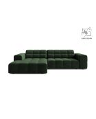 Divano angolare sinistro Chicago in velluto 3 posti verde bottiglia - 234x167x78 cm