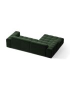 Divano angolare sinistro Chicago in velluto 3 posti verde bottiglia - 234x167x78 cm