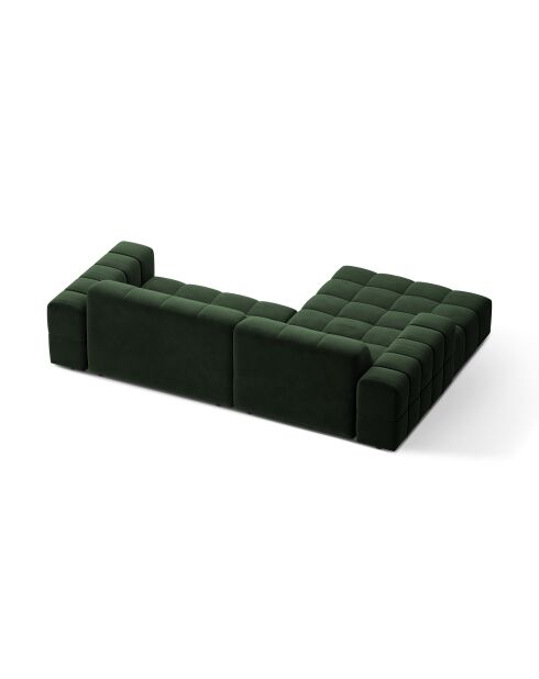 Divano angolare sinistro Chicago in velluto 3 posti verde bottiglia - 234x167x78 cm