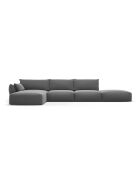 Dunkelgraues linkes 5-Sitzer-Ecksofa aus Samt von Matera - 364x171x85 cm
