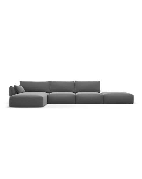 Dunkelgraues linkes 5-Sitzer-Ecksofa aus Samt von Matera - 364x171x85 cm