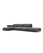 Dunkelgraues linkes 5-Sitzer-Ecksofa aus Samt von Matera - 364x171x85 cm