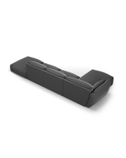 Dunkelgraues linkes 5-Sitzer-Ecksofa aus Samt von Matera - 364x171x85 cm