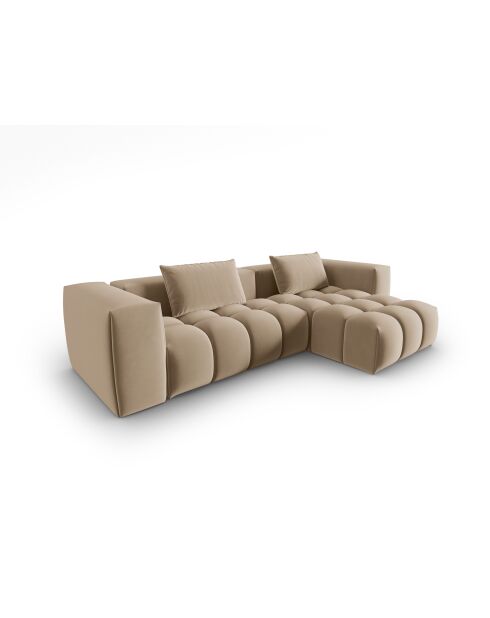 Modulares Ecksofa Verona aus Samt für 3 Personen, schwarz, 260 x 145 x 70 cm