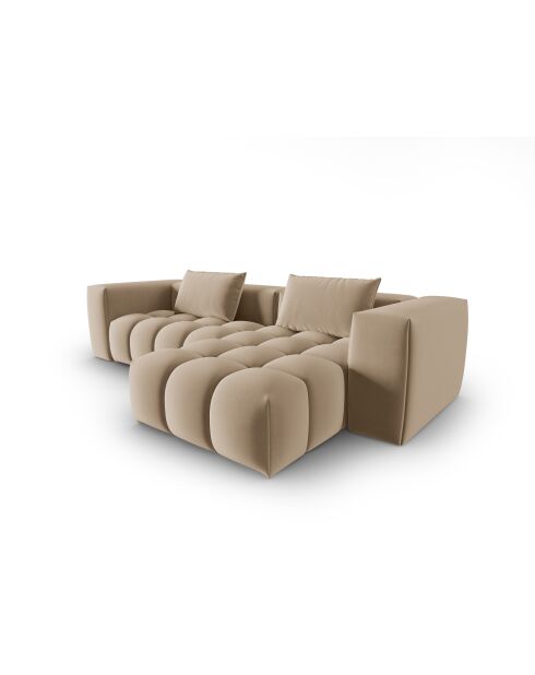 Modulares Ecksofa Verona aus Samt für 3 Personen, schwarz, 260 x 145 x 70 cm