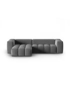 Verona 3-Sitzer-Ecksofa aus warmem grauem, modularem Samt, links, 260 x 145 x 70 cm