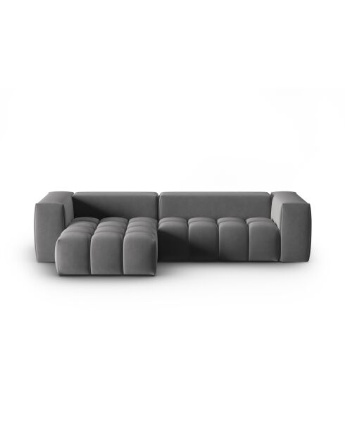 Verona 3-zits warmgrijze modulaire fluwelen hoekbank links - 260x145x70 cm