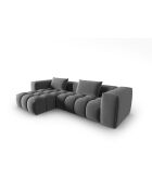 Verona 3-Sitzer-Ecksofa aus warmem grauem, modularem Samt, links, 260 x 145 x 70 cm