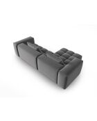 Verona 3-Sitzer-Ecksofa aus warmem grauem, modularem Samt, links, 260 x 145 x 70 cm