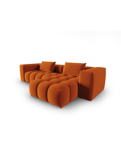 Verona 3-zits modulaire fluwelen hoekbank in terracotta - 260x145x70 cm