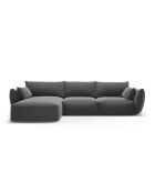 Dunkelgraues linkes 5-Sitzer-Ecksofa aus Samt von Matera - 280x171x85 cm