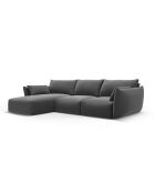 Dunkelgraues linkes 5-Sitzer-Ecksofa aus Samt von Matera - 280x171x85 cm