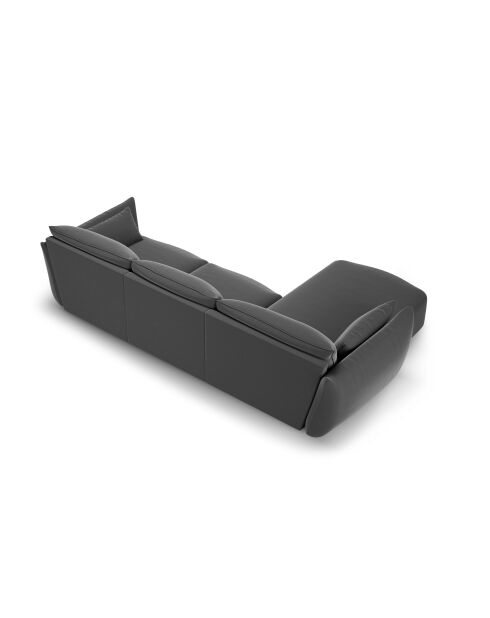 Dunkelgraues linkes 5-Sitzer-Ecksofa aus Samt von Matera - 280x171x85 cm